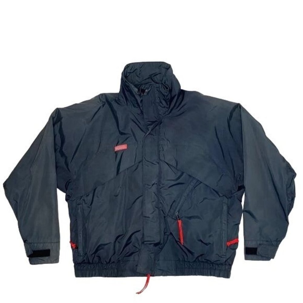 Vintage Faded Columbia Radial Sleeve Black Red Jacket: Size Medium